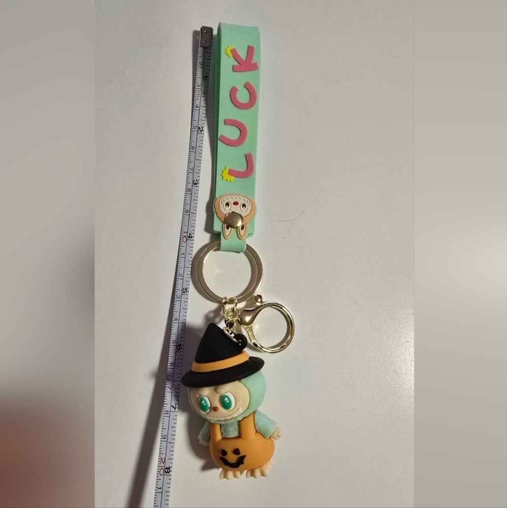 Cute Keychain with Mint and Orange Charm - Picture 3 of 4